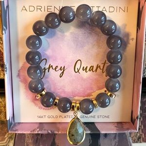 🆕🏷️CLOSET CLEAR-OUT NEW Genuine Smokey Grey Quartz 14k gold plated bracelet
